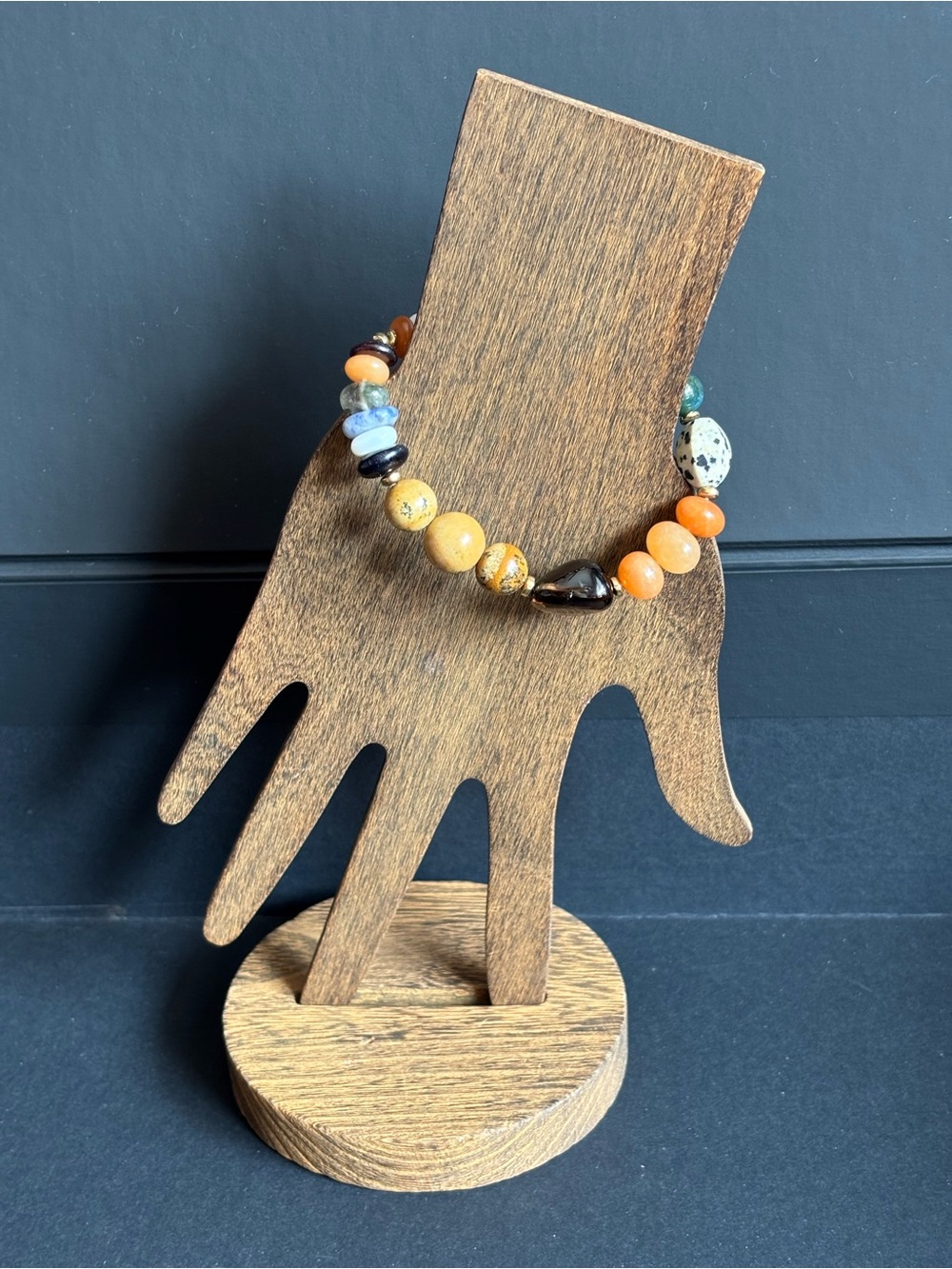Artisan Made Multicolor Natural Stone Stretch Bracelet | Size 6.5 IN - Picture 9 of 12